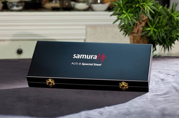 Samura MO-V Stonewash 3-delt køkkenknivsæt i gaveæske: Premium japansk stål skrællekniv, universalkniv og kokkekniv til kulinarisk ekspertise