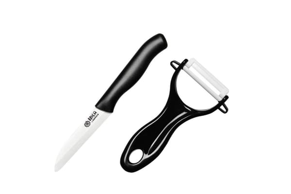 Samura INCA Dual Knife Set - Premium Black Japanese Steel Kitchen Knife Bundle (Hedelmäveitsi & Kuorija) tarkkuuteen ja monipuolisuuteen kulinaarisiss