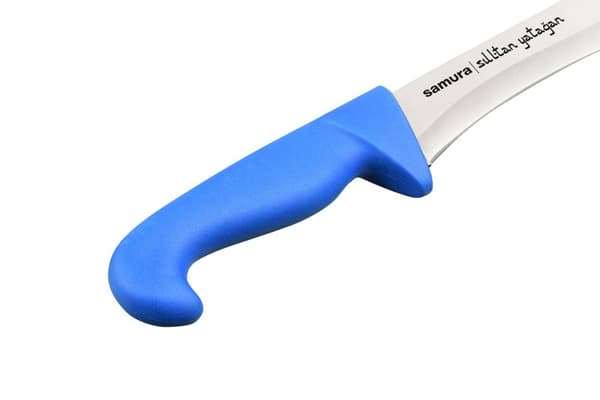 Samura SULTAN PRO Yatagan Veitsi, 11,9" (301 mm) - Ensiluokkainen japanilainen teräs tyylikkäällä sinisellä kahvalla tarkkaan keittiöleikkuuseen ja ku