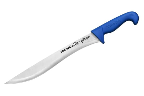 Samura SULTAN PRO Yatagan Veitsi, 11,9" (301 mm) - Ensiluokkainen japanilainen teräs tyylikkäällä sinisellä kahvalla tarkkaan keittiöleikkuuseen ja ku