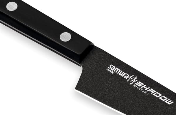 Samura SHADOW 4.7" apuveitsi - Japanilainen teräs mustalla tarttumattomalla pinnoitteella vaivattomaan keittiön tarkkuuteen ja kestävyyteen