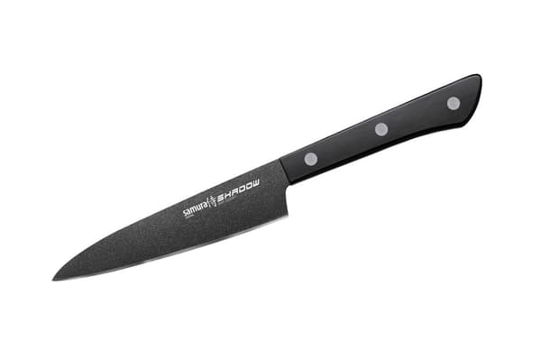 Samura SHADOW 4.7" apuveitsi - Japanilainen teräs mustalla tarttumattomalla pinnoitteella vaivattomaan keittiön tarkkuuteen ja kestävyyteen