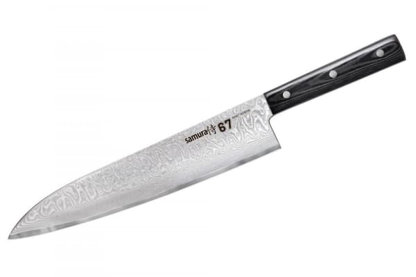 Samura 67-kerroksinen Damaskus Grand Chef's Veitsi - 9,4" (240 mm) Japanilainen Teräs Keittiömestarin Taideteos Tarkkaan Leikkaamiseen ja Kulinaarisee