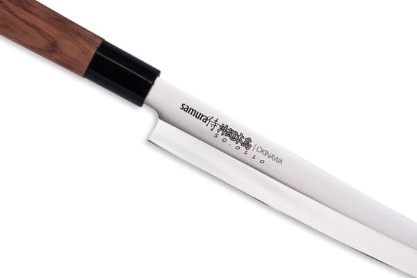 Samura OKINAWA 9.4" Yanagiba-veitsi - Premium japanilaisesta teräksestä valmistettu keittiöveitsi, jossa on yksipuolinen terä tarkkaan viipalointiin j