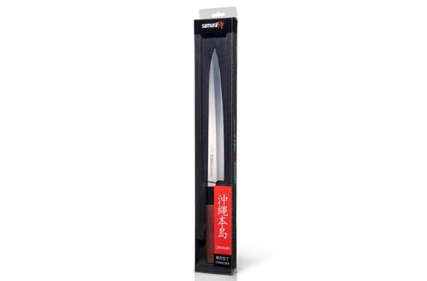 Samura OKINAWA 9.4" Yanagiba-veitsi - Premium japanilaisesta teräksestä valmistettu keittiöveitsi, jossa on yksipuolinen terä tarkkaan viipalointiin j
