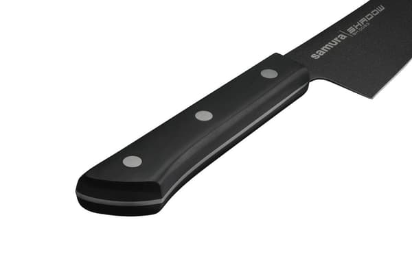 Samura SHADOW 6.5" Pieni Kokin Veitsi - Musta Tarttumaton Pinnoitettu Japanilainen Teräs Keittiöveitsi Tarkkaan Leikkaamiseen ja Kokkaamisen Erinomais