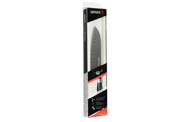 Samura MO-V 7" Stonewash Santoku Kniv - Hulslibet Japansk Stål Køkkenkniv til Præcisionsskæring og Kulinarisk Ekspertise