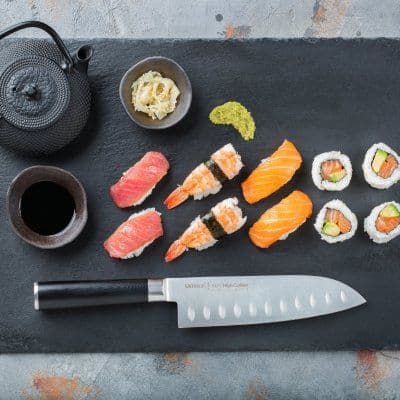 Samura MO-V 7" Santoku-kniv - Hulslibet japansk stål køkkenkniv til præcisionsskæring og kulinarisk ekspertise