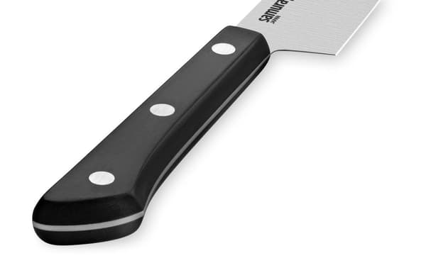 Samura HARAKIRI 6" Yleisveitsi - Ensiluokkainen japanilaisesta teräksestä valmistettu keittiöveitsi ergonomisella mustalla kahvalla tarkkaan leikkaami