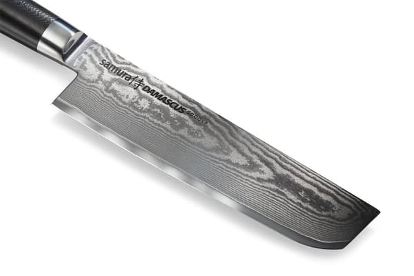 SAMURA Damascus - Professionel Japansk Køkkenkniv Nakiri, 240 mm Håndtag G-10. Hårdhed 61 HRC.
