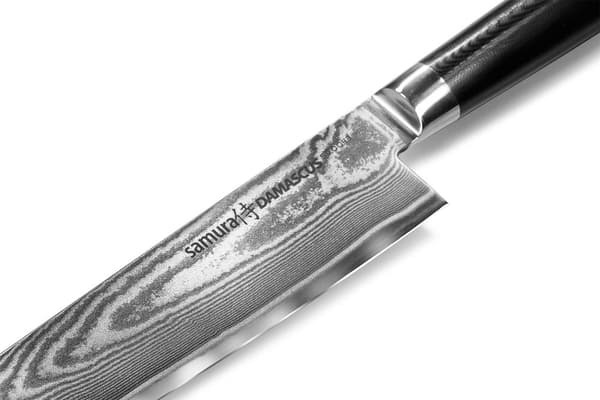 SAMURA Damascus - Professionel Japansk Køkkenkniv Nakiri, 240 mm Håndtag G-10. Hårdhed 61 HRC.