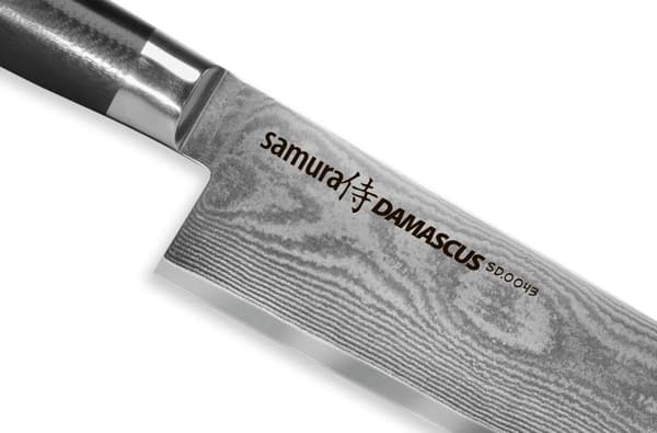SAMURA Damascus - Professionel Japansk Køkkenkniv Nakiri, 240 mm Håndtag G-10. Hårdhed 61 HRC.