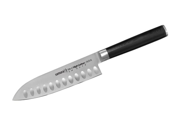 SAMURA MO-V Santokukniv, 138 mm, Højtydende japansk rustfrit stål, barberbladsskarp kant, ergonomisk greb