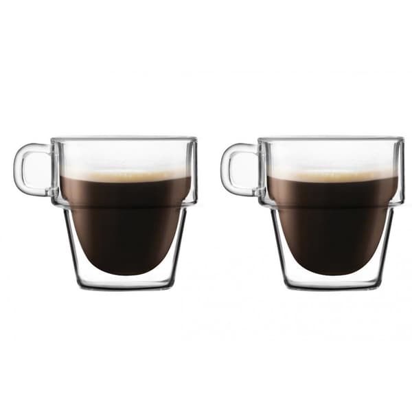 LIVIT Espresso Krus, Borosilikatglas, Dobbeltvægget, 80 ml, Sæt med 2