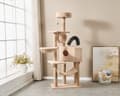 Pikkukuva 9 / 9: LIVIT Premium kissatalo raapimispuulla, beige, 40x60x150 cm