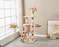 Miniatyrbillede 6 af 6: LIVIT Premium Kattehus med Kradsetræ, Beige, 34x48x138 cm