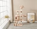 Miniatyrbillede 2 af 6: LIVIT Premium Kattehus med Kradsetræ, Beige, 34x48x138 cm