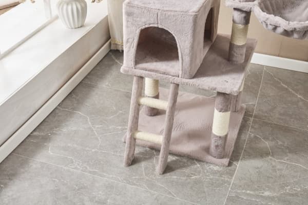 LIVIT Premium kissatalo raapimispuulla, harmaa, 50x50x150 cm