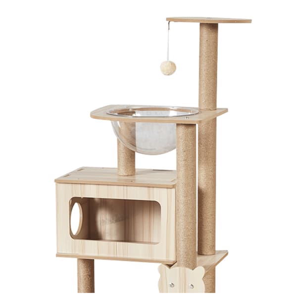 LIVIT Premium Katt Hus med Klösstolpe, Beige, 40x60x135 cm