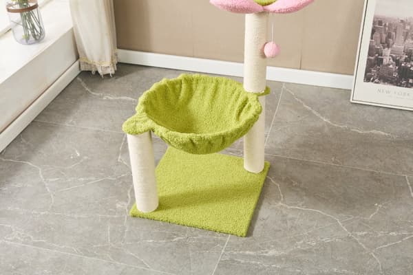 LIVIT Premium kissatalo raapimispuulla, vihreä, 40x40x71 cm