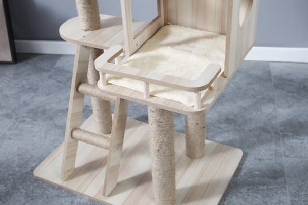 LIVIT Premium Katt Hus med Klösträd, Beige, 40x60x155 cm