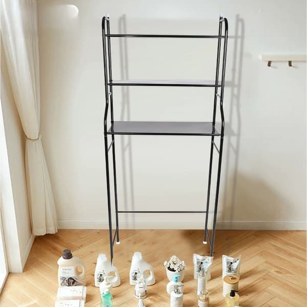 LIVIT Kylpyhuonehylly WC:n Yläpuolelle, Musta, 48x25x158 cm