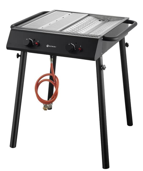 Hendi Xantos Black 9,5kW gasolgrill, 2 zoner, kompakt, svart