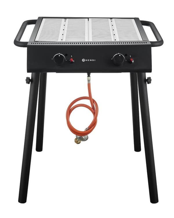 Hendi Xantos Black 9,5kW gasolgrill, 2 zoner, kompakt, svart