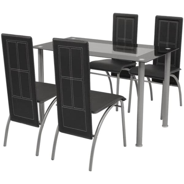 vidaXL Matbord och stolar 5 delar svart