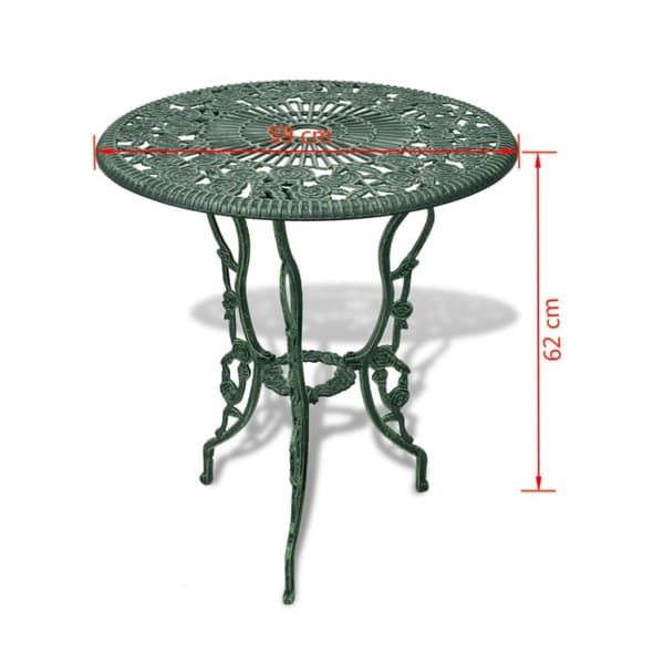 vidaXL Caféset 3 delar gjuten aluminium grön