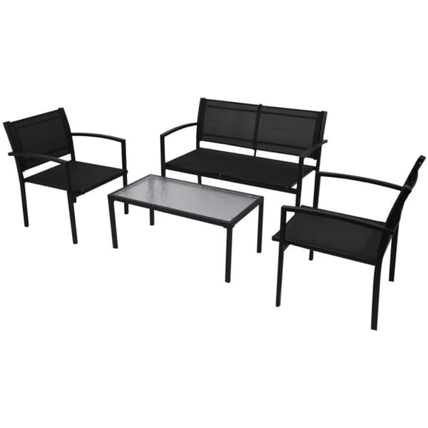 vidaXL Hagesofagruppe 4 deler aluminum textilene svart vidaXL Hagesofagruppe 4 deler aluminum textilene svart