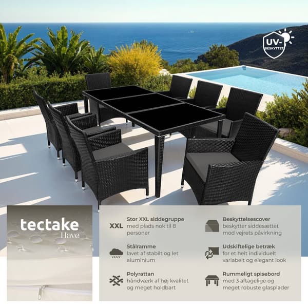 Polyrattan loungesæt Menorca - sort