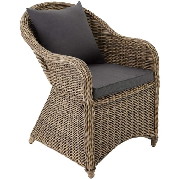 Polyrattan havemøbelsæt med 4 kurvestole + bord - natur