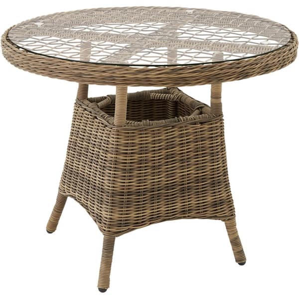 Polyrattan havemøbelsæt med 4 kurvestole + bord - natur