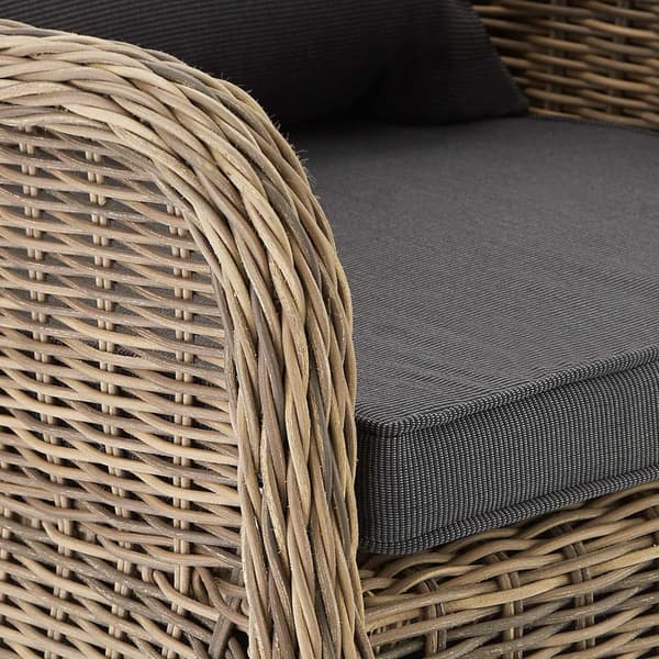 Polyrattan havemøbelsæt med 4 kurvestole + bord - natur