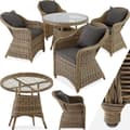 Miniatyrbillede 1 af 11: Polyrattan havemøbelsæt med 4 kurvestole + bord - natur