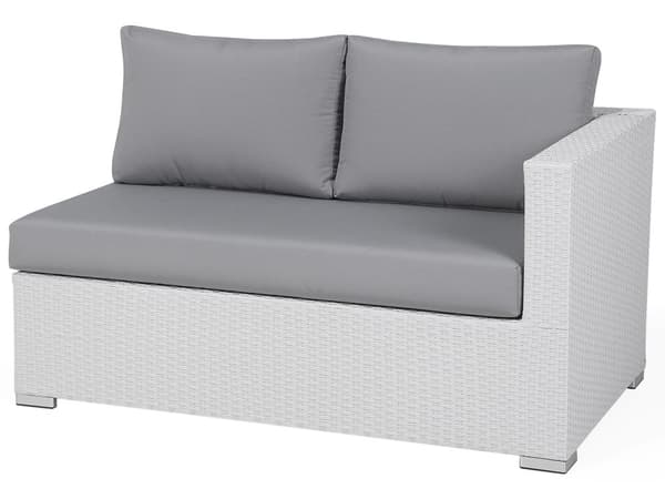 Trädgård Loungegrupp Vit Konstrotting Vit Dynor 8-sits med Fåtölj Bord och Ottoman