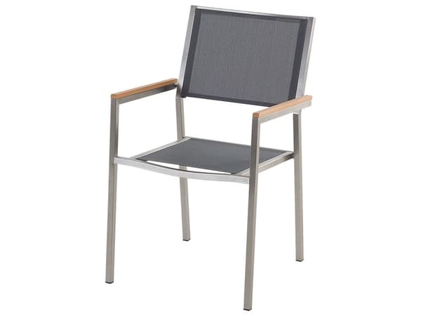 Trädgårdsmöbelset Grå med Bordsskiva i Svart Granit 8 Platser 220 x 100 cm Trippel Bordsskiva