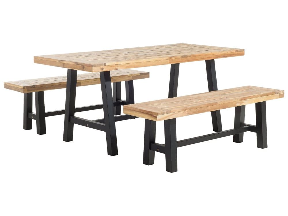 Trädgårdmöbelset av bord och 2 bänkar svart/brun SCANIA