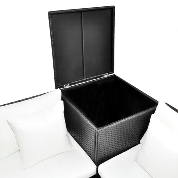 vidaXL haveloungesæt 4 dele med hynder polyrattan sort