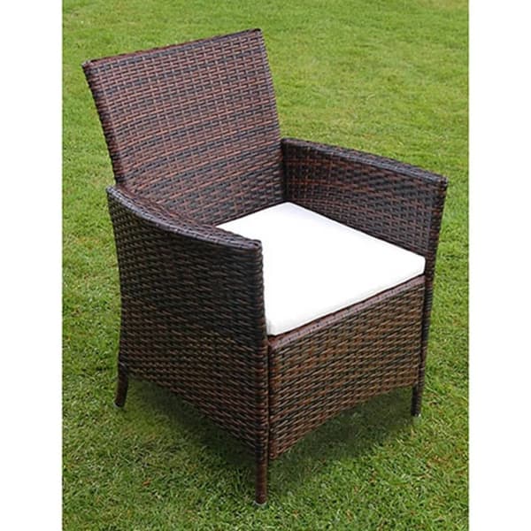 vidaXL udendørs spisebordssæt 7 dele med hynder polyrattan brun