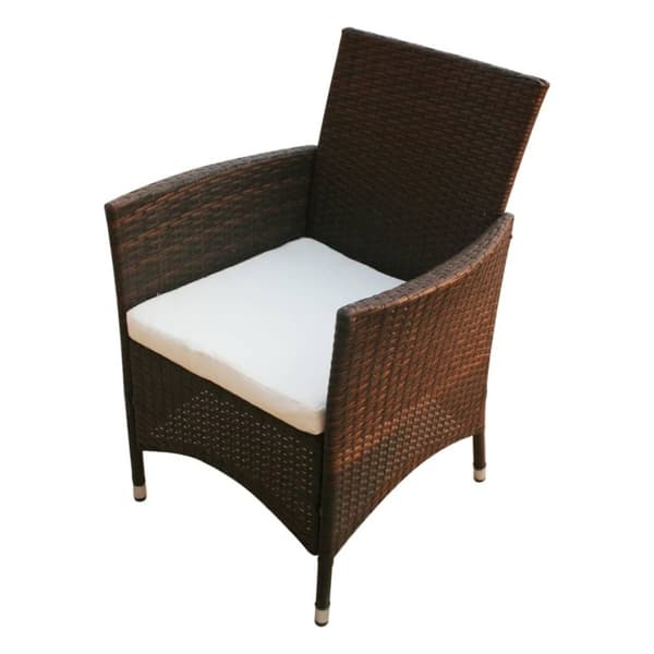 vidaXL udendørs spisebordssæt 7 dele med hynder polyrattan brun
