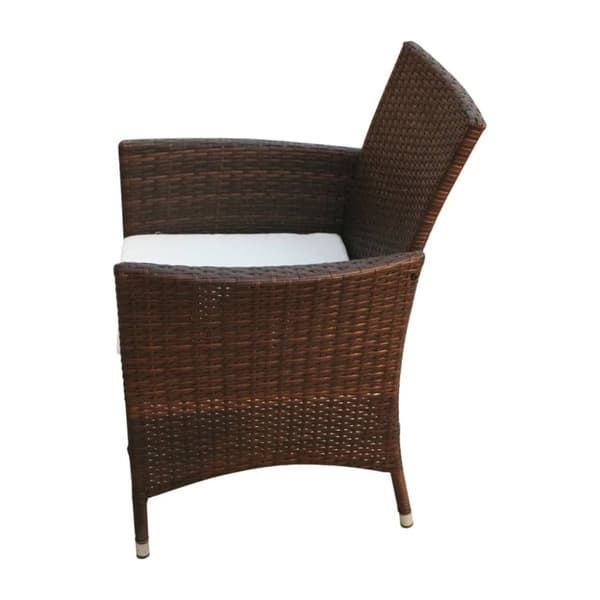 vidaXL udendørs spisebordssæt 7 dele med hynder polyrattan brun