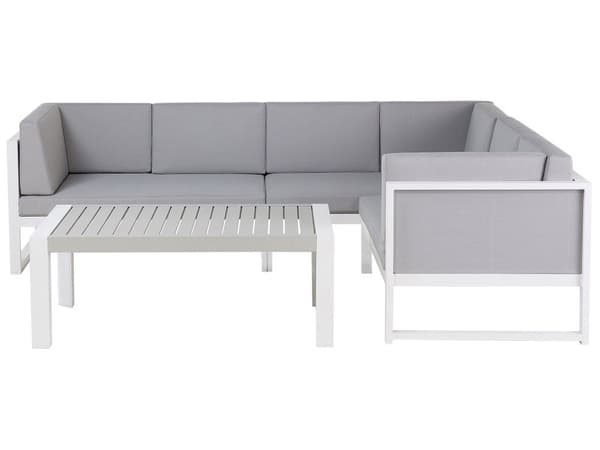 Loungegrupp Ljusgrå Aluminium Ram Modulär L-formad Utomhus