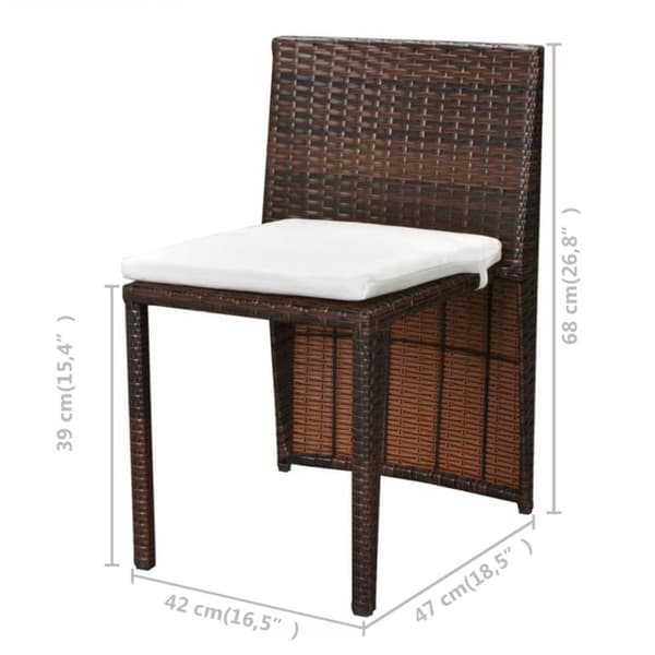 vidaXL Caféset med dynor 3 delar konstrotting brun