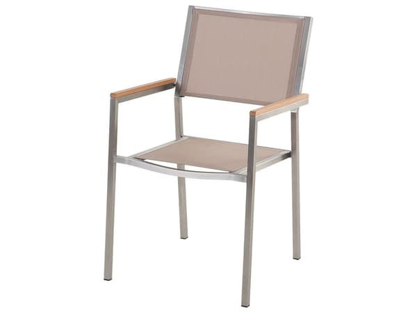 Ulkoruokailuryhmä harmaa/beige kuudelle graniittitaso rosteri polyesteri