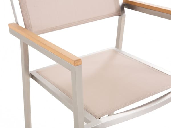 Ulkoruokailuryhmä harmaa/beige kuudelle graniittitaso rosteri polyesteri