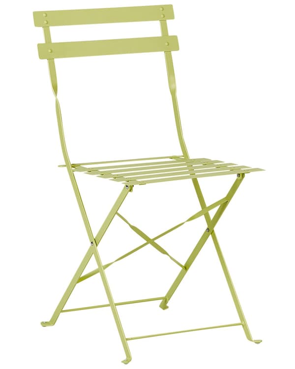 3 Delar Balkongset Lime Grön Metal Bord och 2 Stolar Utomhus