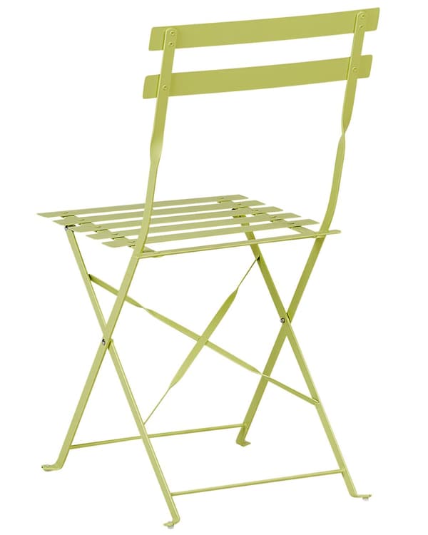 3 Delar Balkongset Lime Grön Metal Bord och 2 Stolar Utomhus
