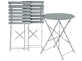 Miniatyrbild 6 av 11: 3 Delar Balkongset Grå Metal Bord och 2 Stolar Utomhus